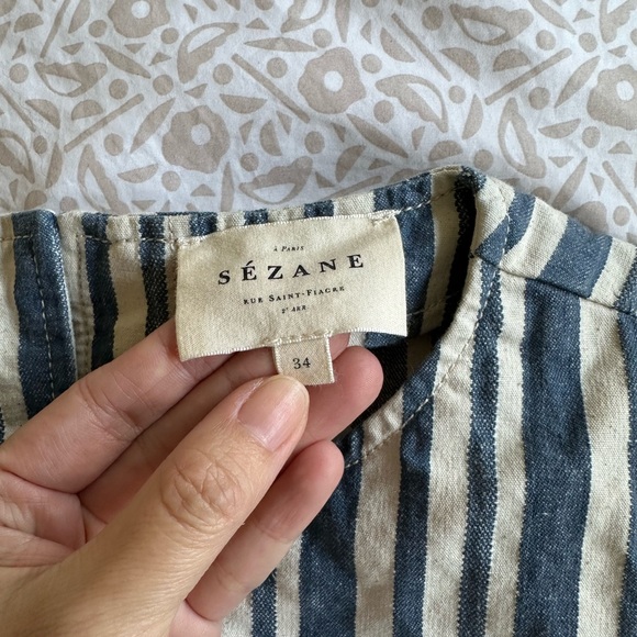 Sezane Blue and White Striped Top - Picture 4 of 4